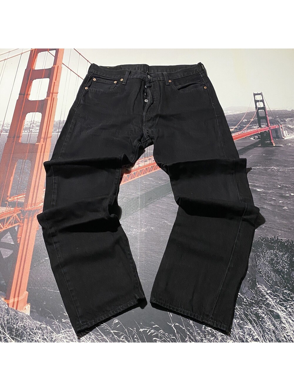 Levi’s 501 Original Fit Black Jeans 34x32 Dark ButtonFly Straight Leg Fits 34x31